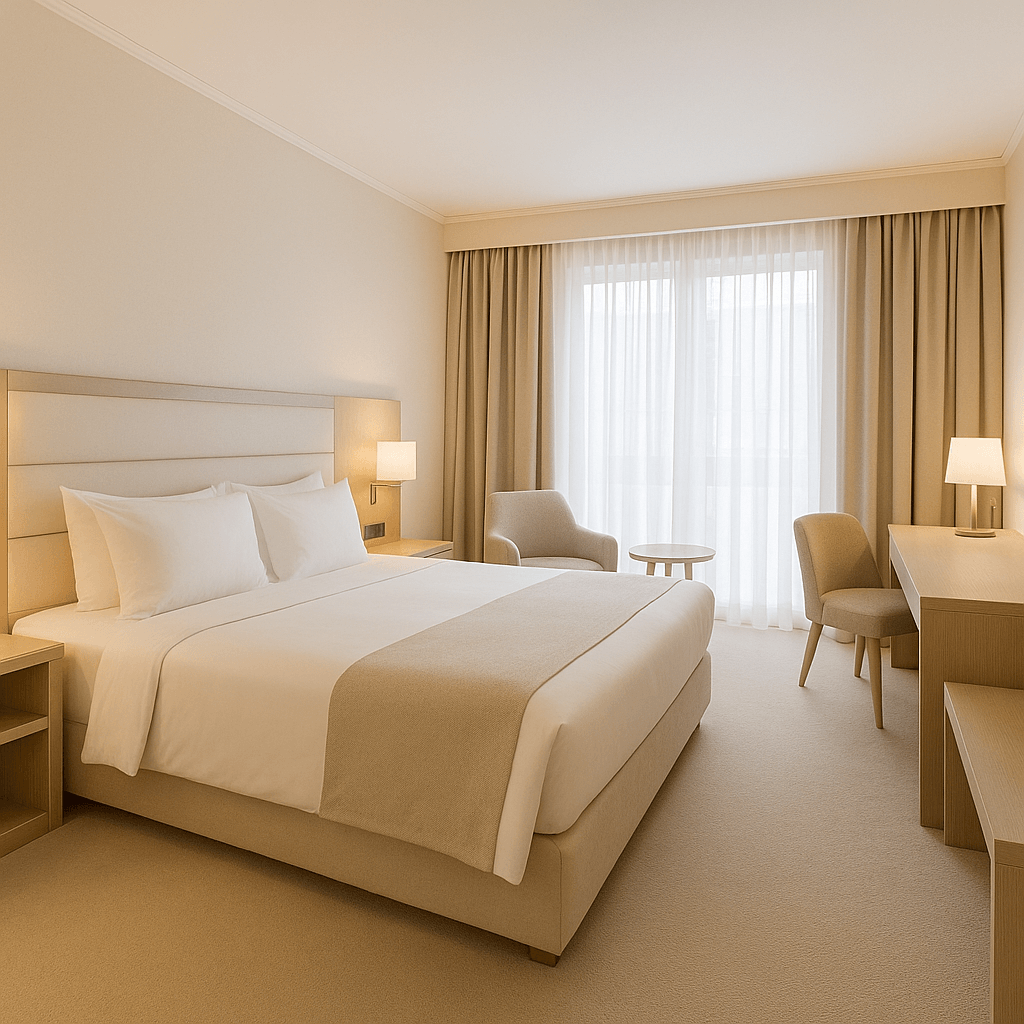Pokój hotelowy w jasnych tonacjach Pokój hotelowy w jasnych tonacjach, elegancki i przytulny
